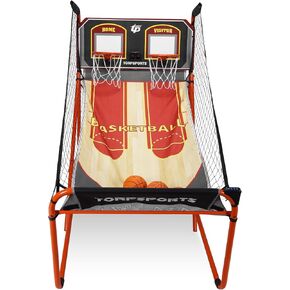 Foldable Indoor Basketball Arcade Game with Steel Frame Indoor Double Electronic Basketball Machine with 5 Size 7 Inch Balls for 2 Players Basement Game Rooms in Kuwait