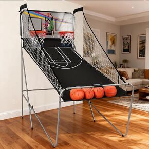 لعبة أركيد كرة السلة الإلكترونية، لعبة تبادل إطلاق النار المزدوجة القابلة للطي مع لاعبين، 8 خيارات للعب، نظام تسجيل LED، تتضمن 4 كرات سلة جاهزة للعب، مضخة هواء وإبرة للشباب والكبار in Kuwait