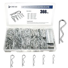 مجموعة متنوعة من 366 قطعة من دبابيس كوتر، مجموعة دبابيس R Clip R من 6 مقاسات، مشابك شعر من الفولاذ الكربوني المجلفن للسيارات، ATV، الدراجة الترابية، جزازة العشب (5/32 بوصة، 9/64 بوصة، 7/64 بوصة، 5/64 بوصة، 3/32 بوصة) in Kuwait