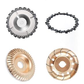 4 قطع عجلة طحن خشبية لطاحونة زاوية 4 بوصة أو 4 1/2 بوصة | قرص تشكيل خشب 12 سن | شفرة منشار دائرية ذات 22 سنًا مع سلسلة بديلة لقطع النجارة وتشكيل ونحت عجلة الطحن in Kuwait