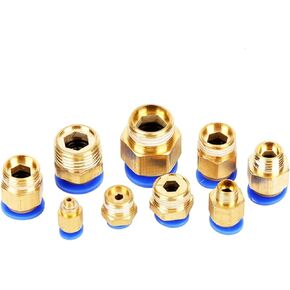 PC Pneumatic 10mm 8mm 12mm 6mm 4mm Hose 1/4" 1/2" 1/8 "3/8" Thread Nipple Brass 1Pcs(PC12-03) in Kuwait