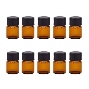 PENCK 10pcs 2ml Little Brown Glass Bottle Vials with Black Screw Cap, Small Graduated Sample Container, Empty Leak-Proof Storage Test Vials for Sample Capture and Storage in Kuwait