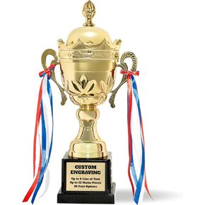 جوائز ألفا كأس معدني ذهبي كبير، مع لوحات أسماء منقوشة مخصصة، جائزة شركة السفر الدائمة، بطول 15.75 بوصة، للرياضة والبطولات والبطولات والمسابقات والحفلات in Kuwait