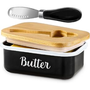 LANDNEOO Butter Dish with Lid and Butter Curler Knife - Unbreakable Stainless Steel Keeper Container with Double Silicone Sealing, for Kitchen Farmhouse Decor in Kuwait