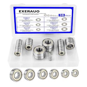 36Pcs Ball Bearings Kit-608ZZ 623ZZ 627ZZ 6000ZZ 6903ZZ 6203ZZ, Bearing Steel, Double Metal Shielded Deep Groove Bearings for 3D Printer, Skateboards in Kuwait