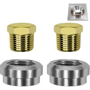 Aluminum 3/8 NPT Female Weld,On Bung Weldable Fitting,Send 2 copper plugs,Threaded Stepped Weldable Fuel Tank Fitting,3/8" NPT Plug Male Hex Head Fitting Adapter copper,Pack of 4 in Kuwait