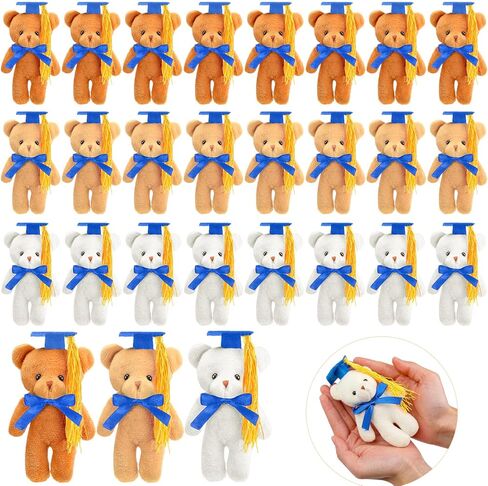 Sotiff 24 PCS Mini Graduation Bear Plush Gift Potted Animal مع هدية CAP لها ، من أجله ، من فئة 2025 التخرج حاضرًا للمدرسة الثانوية للكلية للحصول على زخارف عيد الميلاد في سلسلة مفاتيح DIY (3 ألوان) in Kuwait