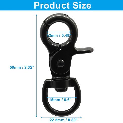 10Pcs Black Swivel Trigger Snap Hook, Stainless Steel Swivel Clip Hook Heavy Duty Scissor Snaps, Lobster Claw Clips for Dog Leash/Flag Pole/Bag/Cages in Saudi Arabia