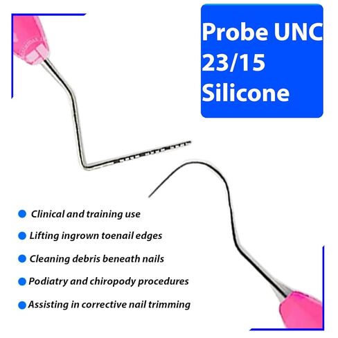مسبار UNC 23/15 مقبض سيليكون وردي من الفولاذ المقاوم للصدأ لقياس اللثة للأسنان أداة تشخيصية احترافية لعيادات الأسنان واستخدام التدريب in Kuwait