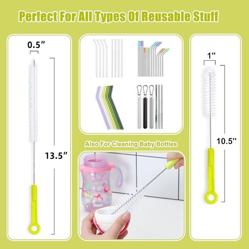 Bottle Cleaning Brush Set - Long Handle Bottle Cleaner for Washing Narrow Neck Beer Bottles, Sports Water Bottles with Straw Brush, Kettle Spout/Lid Cleaner Brushes in Kuwait