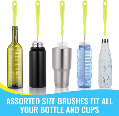 Bottle Cleaning Brush Set - Long Handle Bottle Cleaner for Washing Narrow Neck Beer Bottles, Sports Water Bottles with Straw Brush, Kettle Spout/Lid Cleaner Brushes in Kuwait