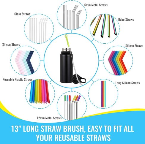 Bottle Cleaning Brush Set - Long Handle Bottle Cleaner for Washing Narrow Neck Beer Bottles, Sports Water Bottles with Straw Brush, Kettle Spout/Lid Cleaner Brushes in Kuwait