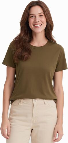 تي شيرت نسائي من صوف ميرينو 100%، رقبة دائرية خفيفة الوزن ماصة للرطوبة، طبقة أساسية رياضية للجري in Kuwait