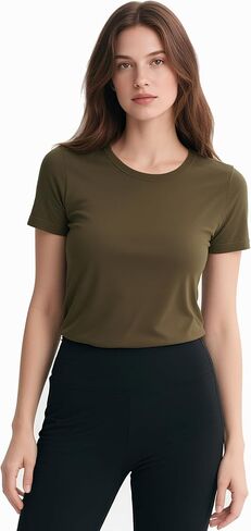 تي شيرت نسائي من صوف ميرينو 100%، رقبة دائرية خفيفة الوزن ماصة للرطوبة، طبقة أساسية رياضية للجري in Kuwait