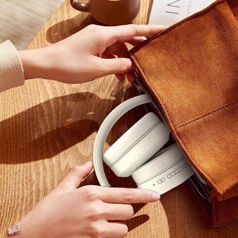 Beige Noise Cancelling Headphones Wireless,Bluetooth Headphones Over Ear, Wireless Headsets with Mic,60H Playtime,Deep Bass Memory Foam Ear Cups,Lightweight for Travel,Home,Gym in Kuwait