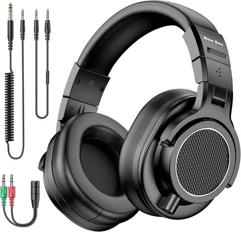 New Bee Studio Headphones, Wired Headphones with 50mm Drivers, Professional DJ Headphones for Recording Mixing Podcast Guitar Piano, 210g Ultra-Lightweight Design, 3.5/6.35mm Jack, Red Black in Kuwait