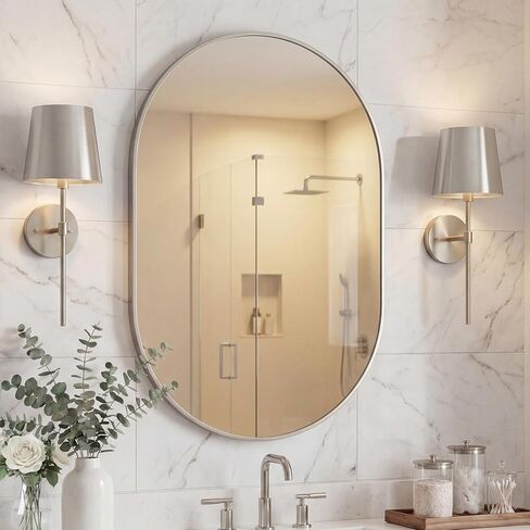 JONATHAN Y MIR202C Milly 24 in. W x 36 in. H Medium Oval Metal Framed Wall Mirror, for Bathroom, Living Room, Bedroom, Gold in Saudi Arabia