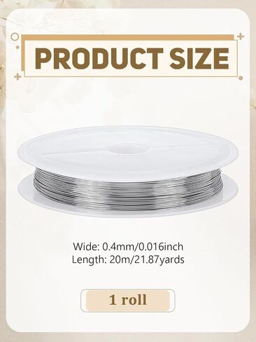 65.62 Feet 29 Gauge 0.4mm 304 Stainless Steel Wire, Round Craft String Stainless Steel Color Jewelry Wrap Supplies for DIY Jewelry Making Threading Necklace Bracelet Crafts in Saudi Arabia
