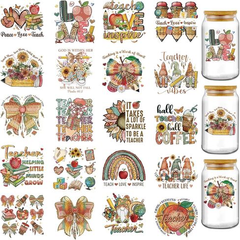 Christian UV DTF Cup Wraps - 24 Sheets Bible Verse Uvdtf Tumbler Wrap for 16 oz Glass Water Bottle, Faith Can Move Mountains Inspirational Quotes Waterproof Transfer Sticker Religious Gifts for Mom in Kuwait