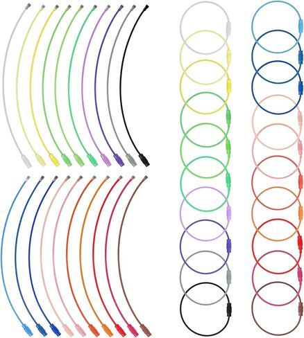 120 Pcs Stainless Steel Wire Key Ring, 6" Colored Loops Rings, Wire Keychain Cable with Screw Lock for Travel Aircraft Luggage Tag, Keys and ID Tag Keepers in Saudi Arabia