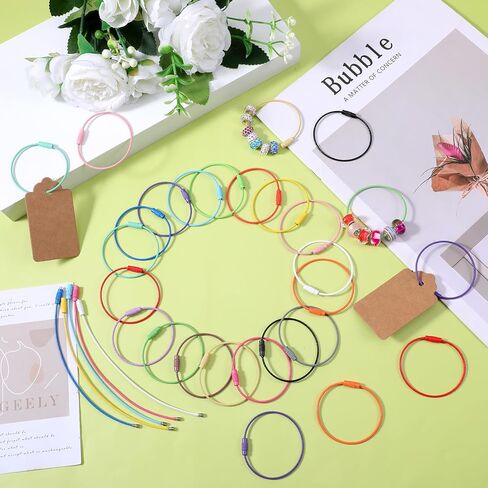 120 Pcs Stainless Steel Wire Key Ring, 6" Colored Loops Rings, Wire Keychain Cable with Screw Lock for Travel Aircraft Luggage Tag, Keys and ID Tag Keepers in Saudi Arabia