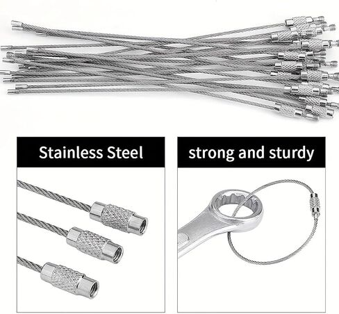 10 قطع - حلقات مفاتيح من أسلاك الفولاذ المقاوم للصدأ، سلاسل مفاتيح، كابل قفل، علامات الأمتعة شديدة التحمل، حلقات حفظ (7.8 بوصة، 2 مم) كابل سيارة أسطوانة ملفوفة، حلقات مفاتيح، حلقات مفاتيح، حلقات مفاتيح in Kuwait