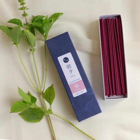 Asayu Japan Low Smoke Incense Sticks Sakura Cherry Blossom Fragrance Scent 20g (0.71oz) Sampler for Evening Meditation, Relax or Yoga, Made in Japan Quality in Saudi Arabia