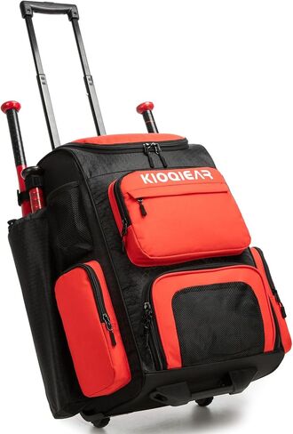 Rolling Baseball Bag with Wheels,Large Softball Bag with Fence Hook for 4 Bats & Equipment,Lightweight Baseball Bat Bag with Shoe Compartment. in Saudi Arabia
