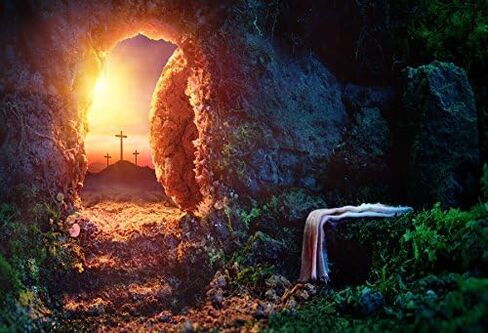 Easter Tomb Backdrop Resurrection of Jesus Empty Tomb with Shroud Christ Crucifix Holy Light Stone Hole Background Lord Pray Church Events Banner Decorations Studio Props 10x8ft in Kuwait