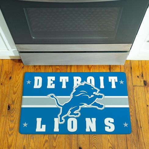NFL Detroit Lions Indoor Entrance Mat, 30"x18" Anti-Fatigue Kitchen Mats and Rugs, Non Slip Backing, PVC Waterproof Ergonomic Comfort Mat for Entryway, Kitchen, Man Cave, Office, Sink, Laundry in Saudi Arabia