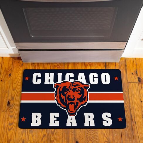 NFL Chicago Bears بساط مدخل داخلي، 30 بوصة × 18 بوصة سجادات وسجاد مطبخ مضادة للتعب، ظهر غير قابل للانزلاق، بساط مريح مريح مقاوم للماء من PVC للمدخل، المطبخ، كهف الرجال، المكتب، المغسلة، الغسيل in Saudi Arabia