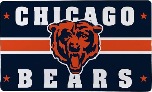 NFL Chicago Bears بساط مدخل داخلي، 30 بوصة × 18 بوصة سجادات وسجاد مطبخ مضادة للتعب، ظهر غير قابل للانزلاق، بساط مريح مريح مقاوم للماء من PVC للمدخل، المطبخ، كهف الرجال، المكتب، المغسلة، الغسيل in Saudi Arabia