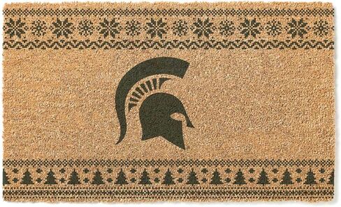 KH Sports Fan Michigan State Spartans Holiday Coir ممسحة، 18x30 بوصة، سجادة Spartans الخارجية؛ اعرض بعض البهجة في العطلات مع ممسحة الأرجل الفريدة هذه من ولاية ميشيغان سبارتانز in Saudi Arabia