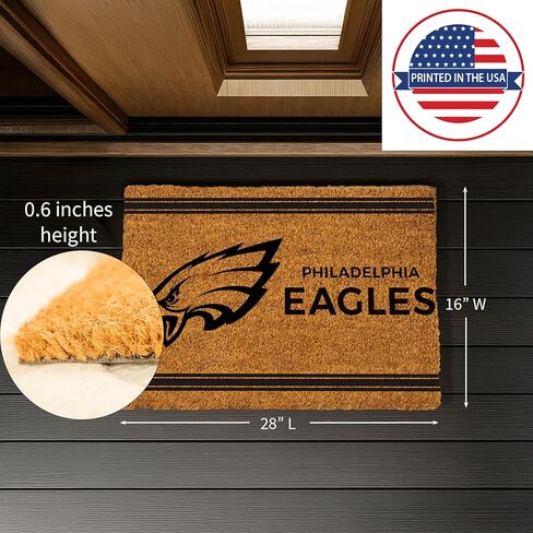 فينيل PVC قابل لإعادة التدوير من Team Sports America داخلي/خارجي مقاوم للطقس فيلادلفيا إيجلز باب العشب 28 × .5 × 16 بوصة in Saudi Arabia