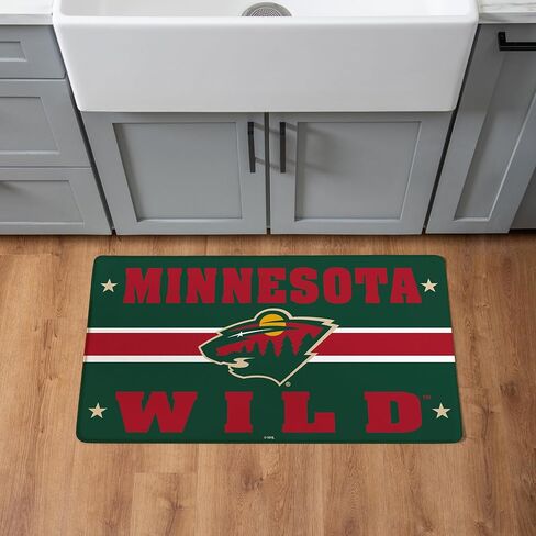 سجادة ترحيب للمدخل الداخلي NHL Minnesota Wild، 30 بوصة × 18 بوصة سجادات وسجاد مطبخ مضادة للتعب، ظهر غير قابل للانزلاق وبساط مريح مقاوم للماء للمدخل، المطبخ، كهف الرجل، المكتب، الغسيل in Saudi Arabia