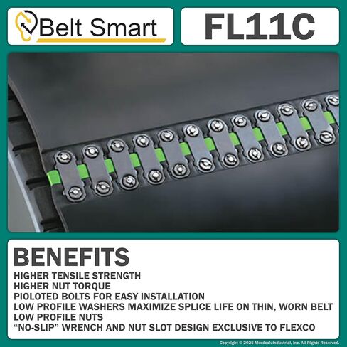 Genuine Flexco FL11C Belt Tape – 10 Foot Roll, 11/16" Width – Heavy-Duty Nylon Conveyor Belt Splice Tape for Solid Plate Fasteners in Kuwait