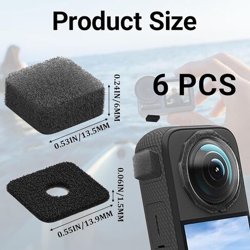 Microphone Wind Muff for Insta360 X3 X4, 6PCS Anti-Noise Sponge Cushion for Camera Enhancement of Sound Quality in Saudi Arabia