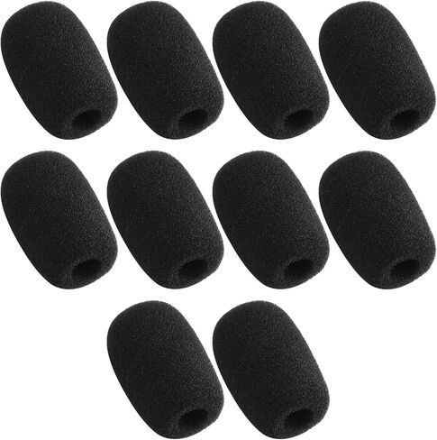 10 Piece Black L 35mm x D10mm Mini Microphone Headset Windscreen Foam Mic Cover in Kuwait