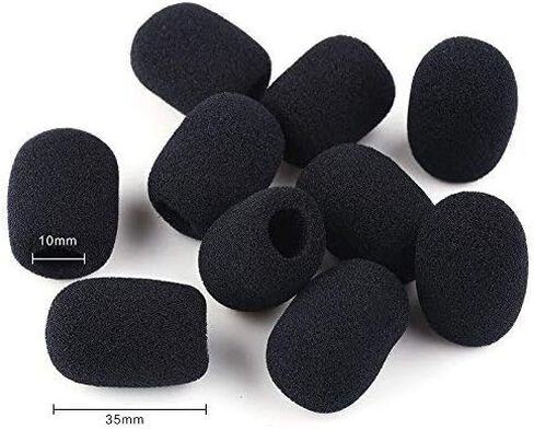 10 Piece Black L 35mm x D10mm Mini Microphone Headset Windscreen Foam Mic Cover in Kuwait