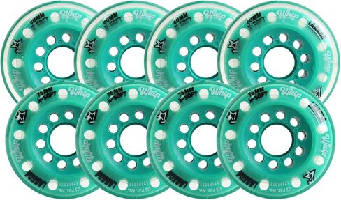 Labeda Whips Roller Hockey Wheels - Teal X-Soft Hilo Set 76mm/80mm - 8-Pack with Evo Spacers in Saudi Arabia