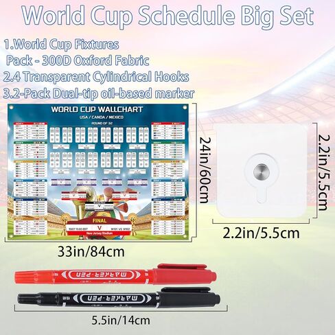 RUIZHUO World Cup Poster 2026 Large World Cup Schedule Poster 48 Team Collection 2026 Soccer Schedule Banner Final Round Wall Chart Backdrop Decor for Soccer Fans Gifts 24x33 Inch oxford fabric in Kuwait