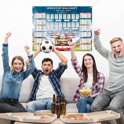 RUIZHUO World Cup Poster 2026 Large World Cup Schedule Poster 48 Team Collection 2026 Soccer Schedule Banner Final Round Wall Chart Backdrop Decor for Soccer Fans Gifts 24x33 Inch oxford fabric in Kuwait