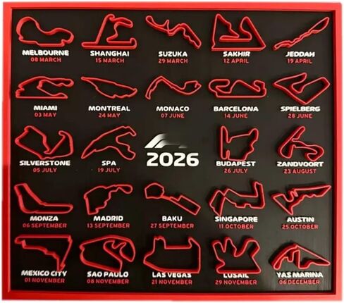 2026 F1 Racing Map Poster - Premium Art Print for Home Decor | Living Room, Bedroom, Entrance, Bar & Cafe Wall Decoration (Circuit+Race Date) in Saudi Arabia