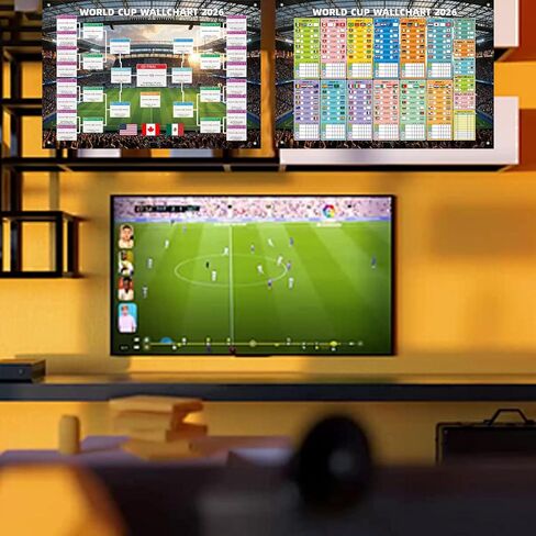 2 Pcs World Football Cup 2026 Wall Chart - 31.5x23.6 Inch Large Football Match Schedule Poster & 48-Team Knockout Bracket Tracker Banner with Grommets - International Championship Sports Fan Decor in Saudi Arabia