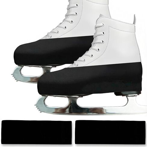Ice Skate Boot Covers, Toe Guard Protector Sleeve for Roller Skates, Low Profile Wrap Elastic Washable Roller Skate, Accessories for Figure, Speed and Recreational Skating (Black, Medium) in Kuwait