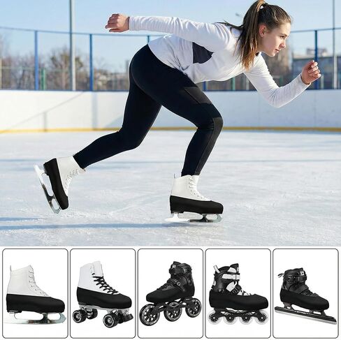 Ice Skate Boot Covers, Toe Guard Protector Sleeve for Roller Skates, Low Profile Wrap Elastic Washable Roller Skate, Accessories for Figure, Speed and Recreational Skating (Black, Medium) in Kuwait