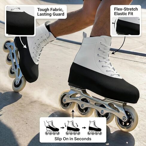 Ice Skate Boot Covers, Toe Guard Protector Sleeve for Roller Skates, Low Profile Wrap Elastic Washable Roller Skate, Accessories for Figure, Speed and Recreational Skating (Black, Medium) in Kuwait