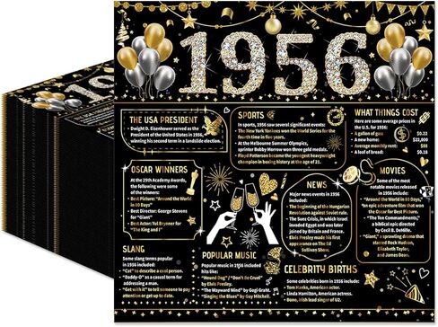 50PCS 70th Birthday Napkins 70th Birthday Decorations for Women Men 70th Anniversary Decorations Vintage 1955 Disposable Napkins Black Gold 6.5" x 6.5" in Kuwait