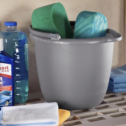 Commercial Products 10 Qt. Spout Pail Classic Titanium, Gray, Comfortable/Durable Pour Handle, Sturdy Pail Bucket for Household Cleaning/Mopping in Saudi Arabia