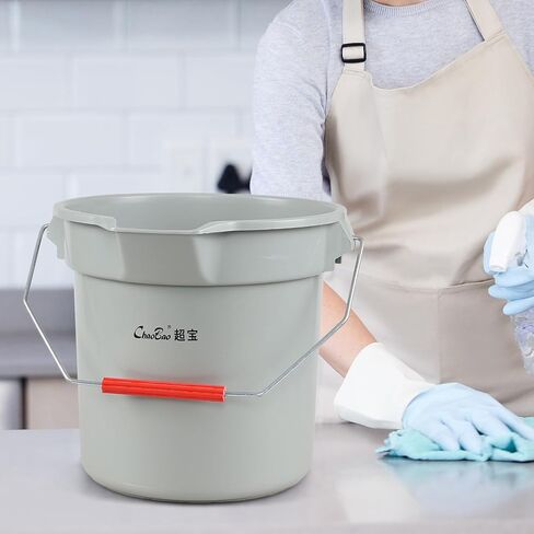 4 عبوات من البلاستيك سعة 3.5 جالون سطل دائري متعدد الاستخدامات بمقبض، دلاء تجارية، رمادي in Kuwait